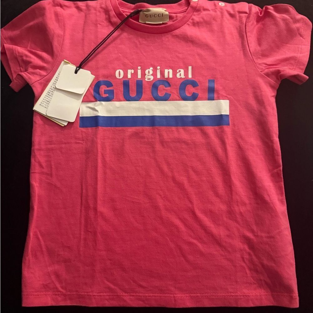 Brand new with tags Gucci Pink Cotton Logo T-Shirt size 3